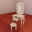 Beautiful Barbie vanity and chair. Pattern vector model for CNC router and laser cutting. Plywood 3mm/4mm/5mm/6mm. Dressing table. Scale 1/6.