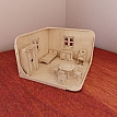 CNC pattern. Dollhouse Room Box + furniture pack (1:12 scale). Plans for CNC router and laser cutting. Pattern vector.