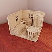 CNC pattern. Dollhouse Room Box for barbie doll + furniture pack (1:6 scale). Plans for CNC router and laser cutting. Pattern vector.