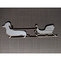 Wiener Dog Sleigh Ornament - Laser Cut