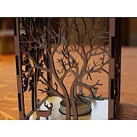 Laser cut candle holder Tree+animals