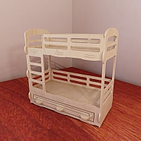 Bunk bed for Barbie dollhouse. Barbie-size 1:6 scale. Vector model for CNC router and laser cutting. Plywood 5mm. Doll furniture. DXF, SVG, AI, CDR. Plywood 3mm/4mm/5mm/6mm.