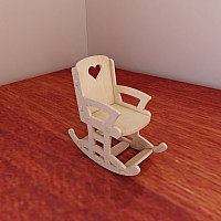 Beautiful Barbie doll rocking chair. Pattern vector model for CNC router and laser cutting. Plywood 3mm/4mm/5mm/6mm. Wooden homemade rocking chair. 1:6 scale.