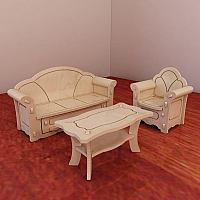 Barbie lounge suite pattern for CNC router and laser cutting. Barbie size furniture 1/6 scale. Vector projects Plywood 3mm/4mm/5mm/6mm.