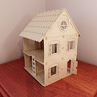 Wooden dollhouse design (1:12 scale). Dolls 4-7 inch (12-16cm). Pattern vector for CNC router and laser cutting. Plywood 4mm/5mm. CNC file. Drawing.