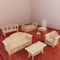 Barbie furniture pack v2. CNC design files. Pattern vector for CNC laser and router cutting. Barbie 1:6 scale dollhouse kit. dxf, svg, ai